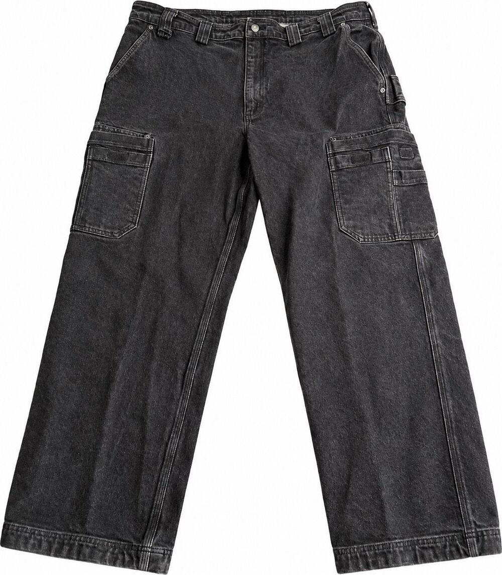 Duluth Trading Co Black Relaxed Fit Cargo Utility Jeans Men’s 42 X 31